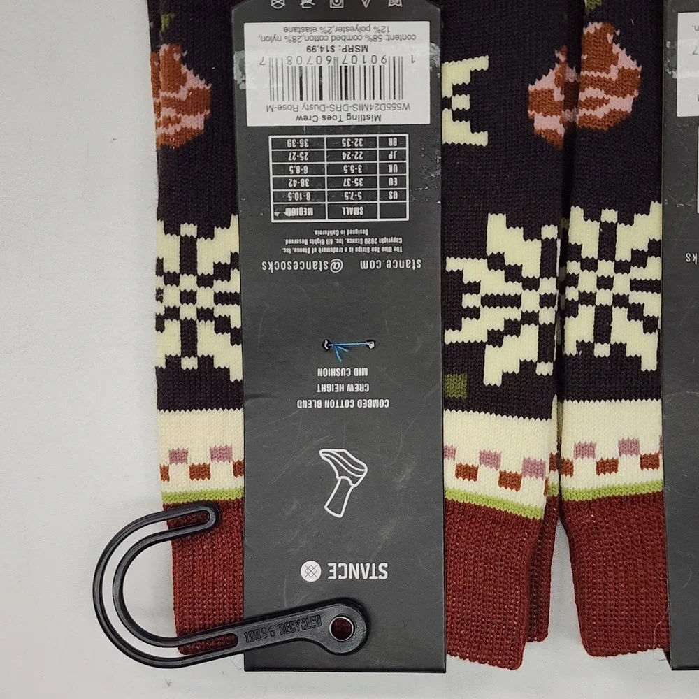 Stance‎ Womens Mistling Crew Socks Mid Cushion Floral Rose Pack Of 2 Medium